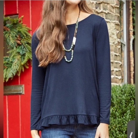 Matilda Jane Stay Warm Navy Ruffle Blouse - Picture 1 of 6